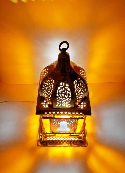 Handmade Moroccan Brass Stained glass Table Lamp / Lantern